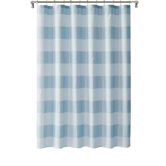 Mainstays Buffalo Plaid Blue Polyester Shower Curtain 72" x 72" - Picture 6 of 6